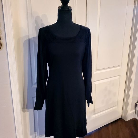 navy blue winter dress Long Sleeve Fluffy – Walone LLC colourway-petacontrast Black Tulle Dress - Color:Black Gold